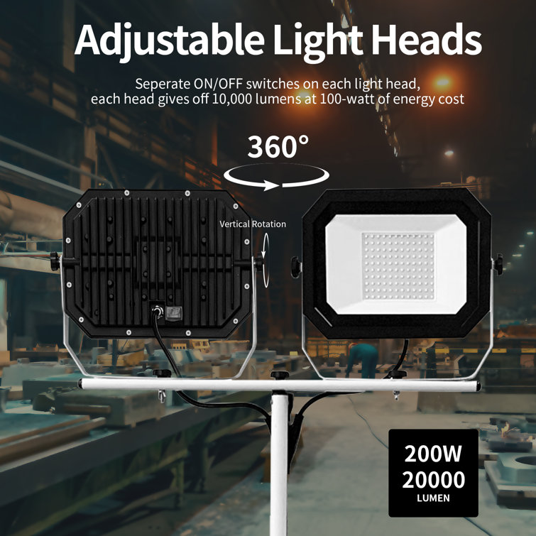 Arlmont Co. 20000 Lumen Integrated LED Work Light Dual Head